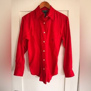 Vintage Ralph Lauren Women’s Bright Red Casual Shirt